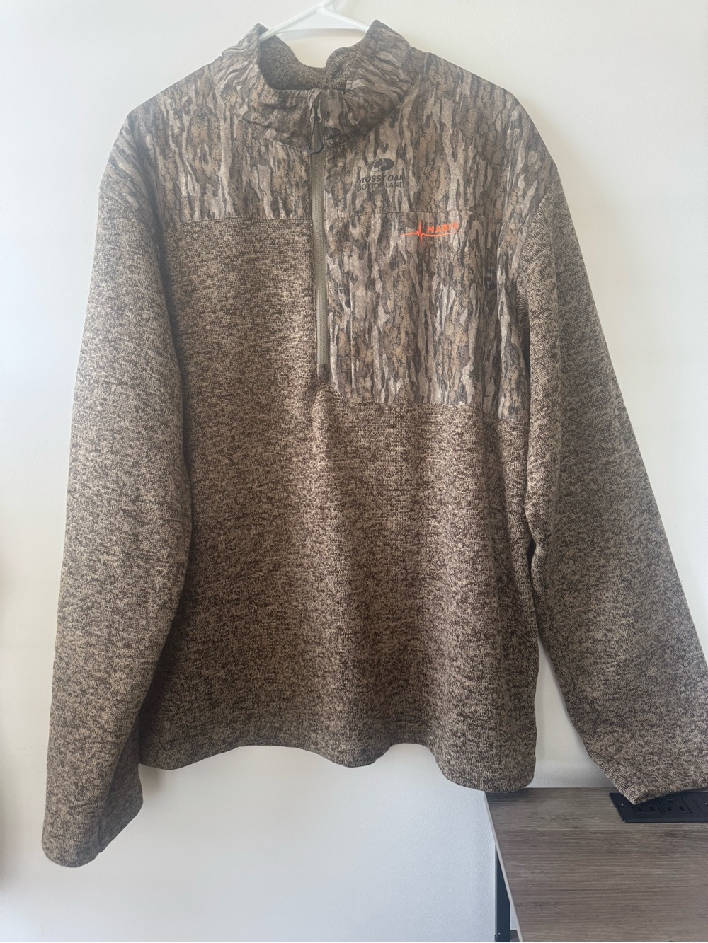 Habit Mossy Oak Camo Half Zip Long Sleeve Sweater Men’s 2XL Hunting Brown